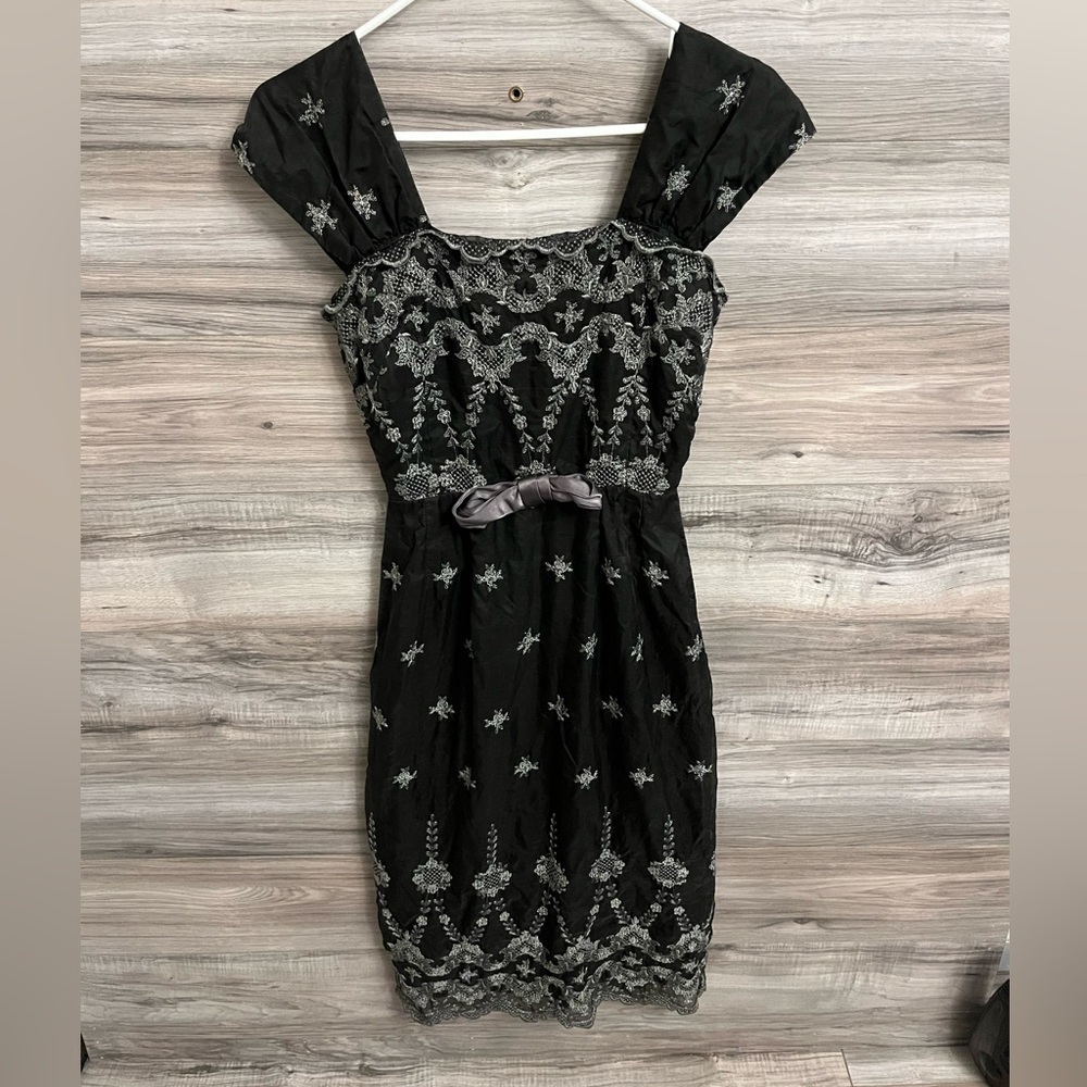 Vintage Jackie Morgan black embroidered dresss